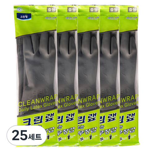 크린랲 매일쓰는 고무장갑 양손세트, 그레이, 중(M), 25개