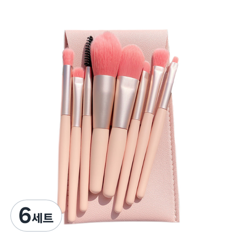 디에스 파스텔 파우치 브러쉬 8종 세트, 6세트, 핑크