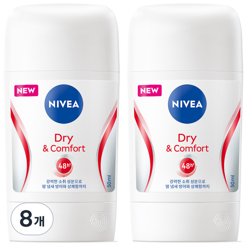 니베아 데오드란트 스틱 드라이 앤 콤포트, 50ml, 8개