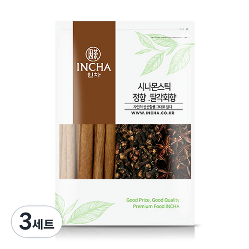인차 뱅쇼 만들기 재료 시나몬스틱 100g + 정향 100g + 팔각회향 100g 세트, 3세트