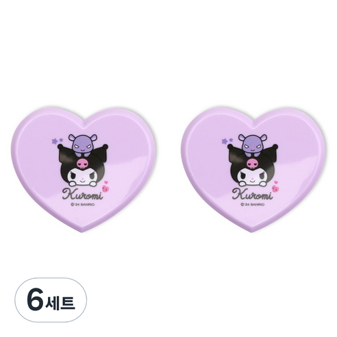 케이제이잡화점 하트 빗 + 거울 세트, 쿠로미 퍼플, 6세트
