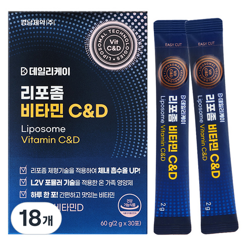 경남제약 데일리케이 리포좀 비타민 C & D 30p, 60g, 18개