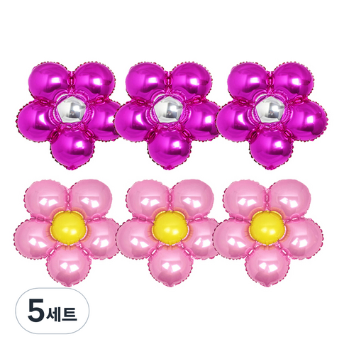 파티쇼 플라워은박풍선 소 푸치샤 3p + 베이비핑크 3p + 글루닷, 혼합 색상, 5세트