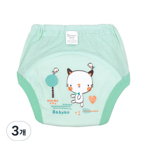 베이비앙 큐티캣 배변훈련팬티, 혼합색상, 3개
