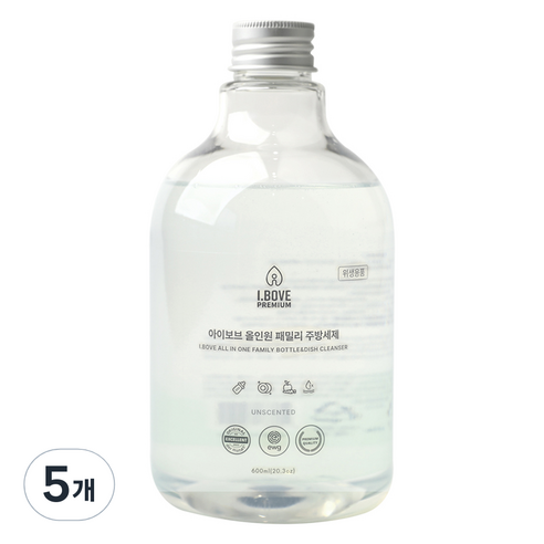 아이보브 올인원 패밀리 젖병 식기세제 용기, 600ml, 5개