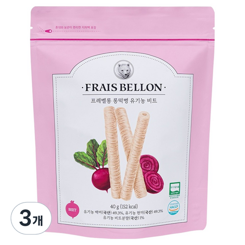 프레벨롱 롱떡뻥, 40g, 3개, 유기농 비트