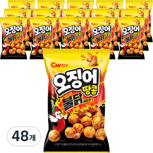 청우식품 오징어땅콩 불닭맛 스낵, 90g, 48개