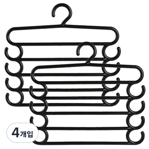 마켓감성 다기능 바지걸이, 블랙, 4개