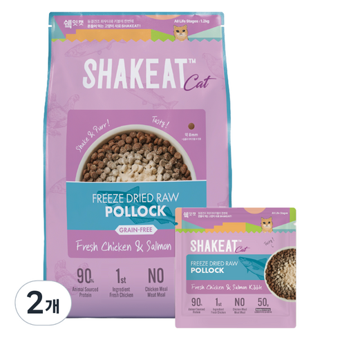 쉨잇 전연령 캣 동결건조 프레시 키블 건식사료 24p, 북어, 1.2kg, 2개