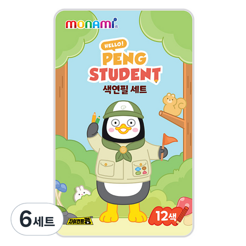 모나미 펭수 바우하우스 색연필 세트, 6세트, 12색