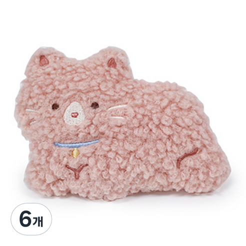 모찌타운 포켓형 뽀글뽀글 핫팩 인형 뽀글냥이 11cm, 핑크계열, 6개