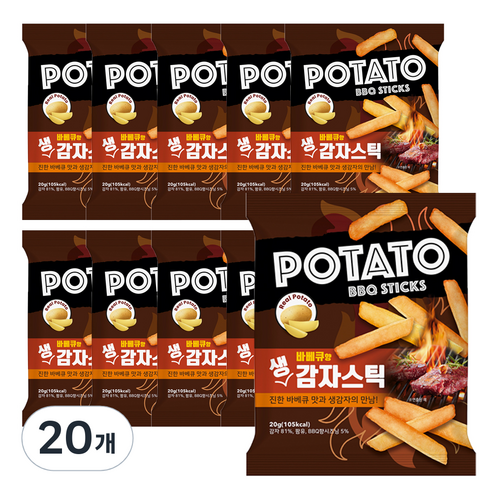 생 감자스틱 바베큐향, 20g, 20개