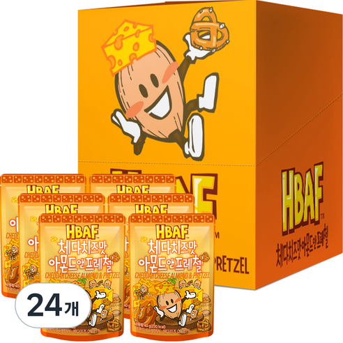 바프 체다치즈맛 아몬드 앤 프레첼, 40g, 24개