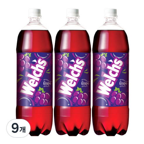 웰치스 소다 포도 탄산음료, 1.5L, 9개