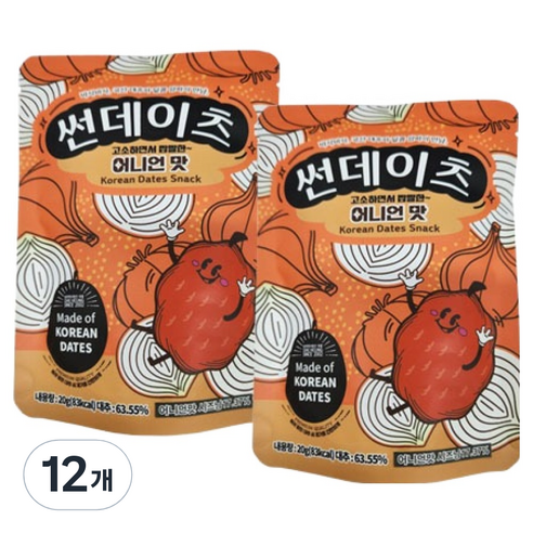 썬데이츠 대추스낵 어니언맛, 20g, 12개