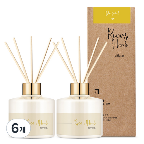 살림백서 라이스 앤 허브 디퓨저, 수선화, 200ml, 6개
