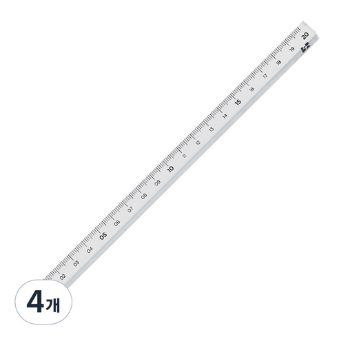 롭다 아크릴스틱자 20cm, PURE, 4개