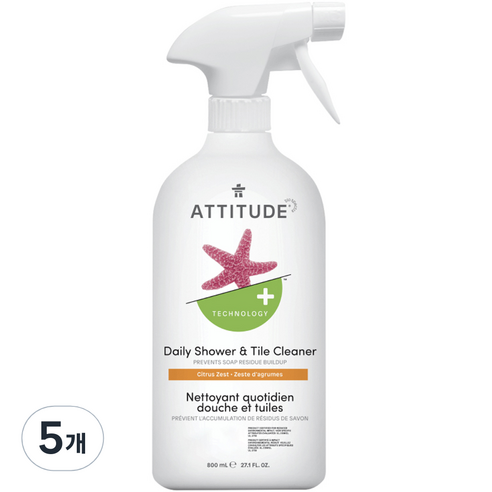 에티튜드 타일 욕조클리너 시트러스제스트향, 800ml, 5개