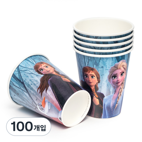 디즈니 겨울왕국 2 종이 파티컵 안나 엘사 올라프 290ml, 100개