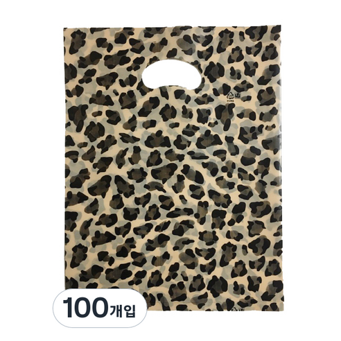 팩스타 펀칭 비닐 포장봉투 가로 25cm x 세로 35cm PE25, 호피무늬, 100개입