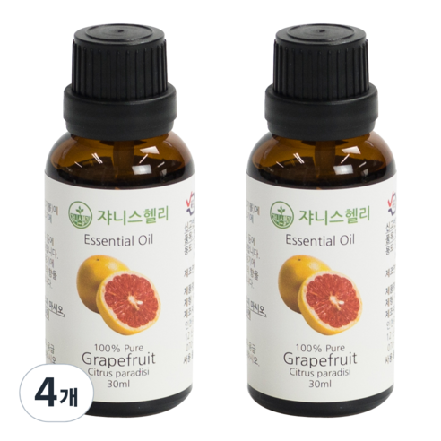 쟈니스헬리 아로마 에센셜 그레이프프루트 오일, 30ml, 4개