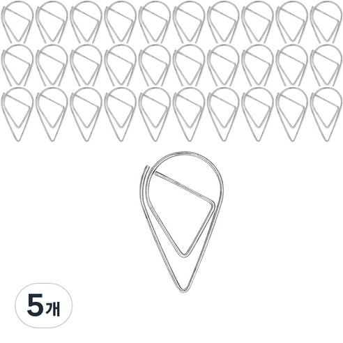 마켓감성 물방울형 문구 클립 실버, 150개입, 5개