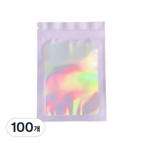 올하이 컬러풀 오로라 다용도 OPP 소품 포카 포장 지퍼백 슬리브 포장봉투 7.5 x 10 cm, 100개, 퍼플