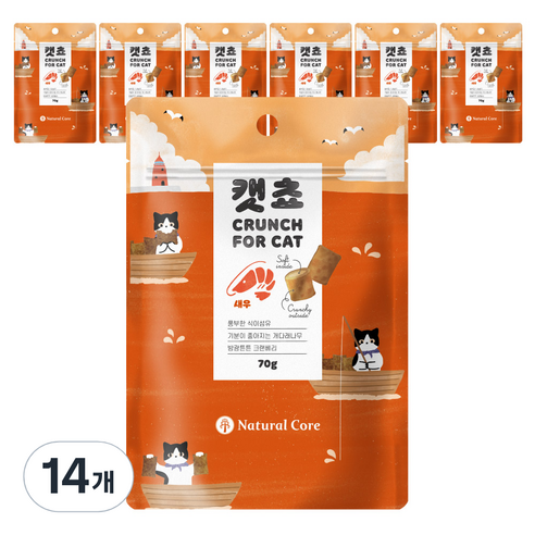 네츄럴코어 캣쵸 고양이 간식, 14개, 새우