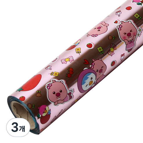 코코플러스 위드뽀로로 롤 포장지 26.5cm x 12m, 핑크, 3개