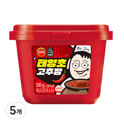 진미 태양초 고추장, 500g, 5개