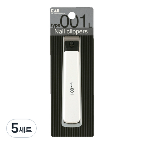 카이 손톱깎이 + 투명케이스 세트 L, 화이트, 5세트