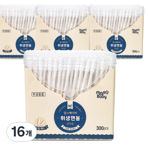 맘스베이비 유아용 위생면봉, 300개입, 16개