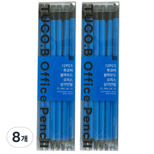 투코비 블랙우드 오피스 삼각연필 12p 2B, 2B TC-P06, 8세트