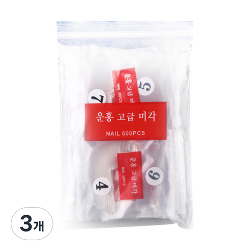바르나 오발 네일팁 500p, 투명, 3세트