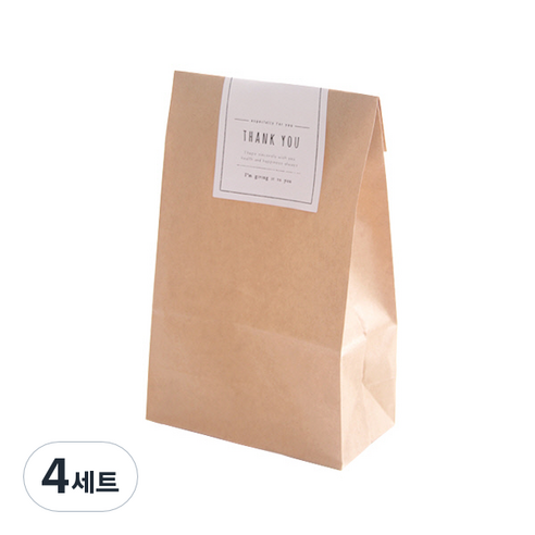 아이엔피 크라프트 페이퍼백 소 50p + 땡큐 마감스티커 화이트 50p, 혼합 색상, 4세트