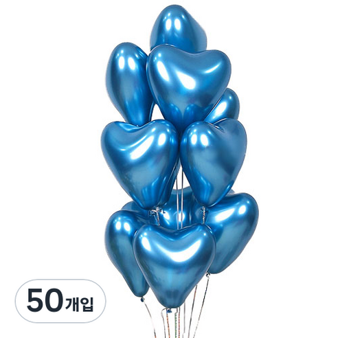 와우파티코리아 30센티 크롬하트풍선, 블루, 50개입