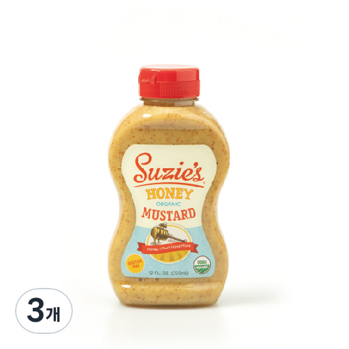 수지스 유기농 허니 머스터드, 355ml, 3개