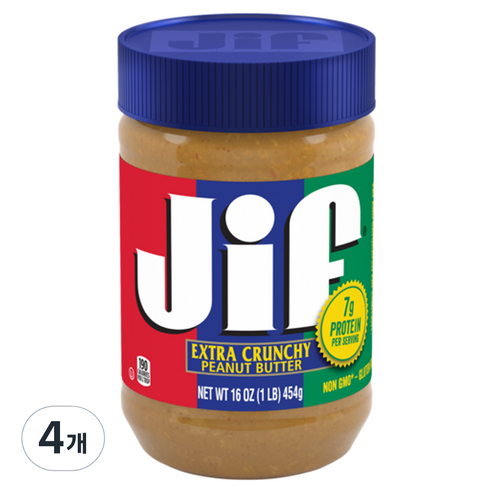 Jif 크런치 땅콩버터, 454g, 4개