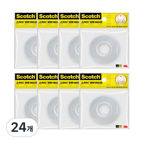 스카치 양면테이프 138 18mm x 10m, 투명, 24개