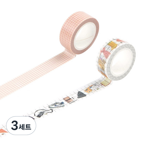 라이프포인트 라이프스타일 디자인마스킹테이프 세트 15 mm x 7 m, 02격자, 12여행, 3세트