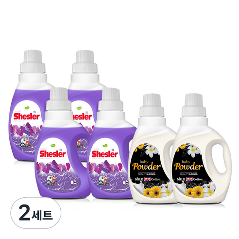 쉬슬러 mini 액상세제 본픔 로즈마리 650ml x 4p + 퍼퓸 파우더 650ml x 2p 세트, 2세트