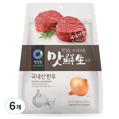 청정원 맛선생 국내산한우, 250g, 6개
