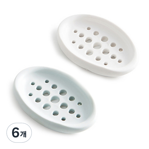 비누받침, 화이트 + 블루, 6개