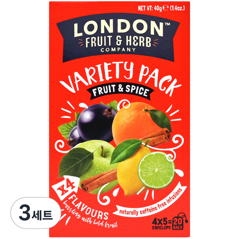 런던프룻 스파이시 허브티 컬렉션 4종 2g x 5p 세트, 20개입, 3세트