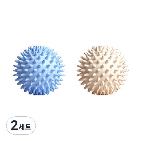 작지만 옹골찬 마사지 고슴도치 요가볼 2종 세트, 2세트, 블루 + 아이보리