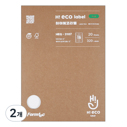 폼텍 하이에코 주소용 라벨지 HEQ-3107, 16칸, 40개
