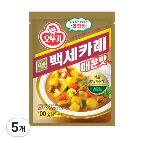 오뚜기 백세카레 매운맛 과립형, 100g, 5개