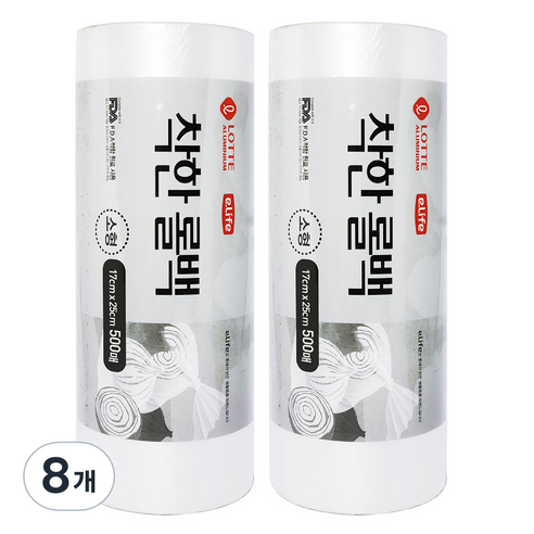 롯데이라이프 착한 롤백 17 x 25 cm 500p, 소(S), 500매입, 8개