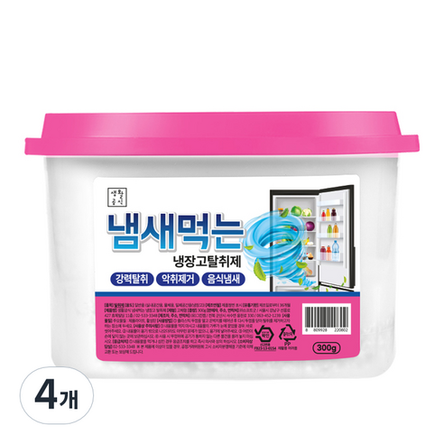 생활공식 냄새먹는 냉장고 탈취제, 300g, 4개