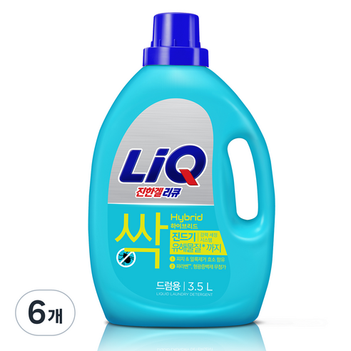 리큐 진한겔 하이브리드 액체세제 드럼용 본품, 3.5L, 6개